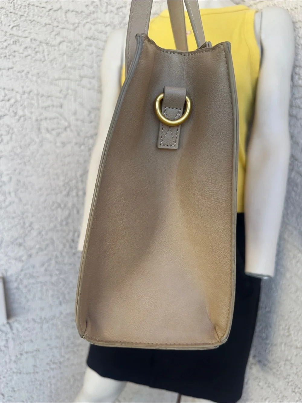 Fawn Design Taupe Tote with Red Bow Charm